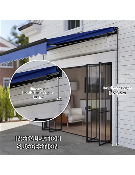 Outsunny 2.5 x 2m Electric Awning with LED Light and Remote Controller, Aluminium Frame DIY Retractable Awning, UV50+ Sun Shade 