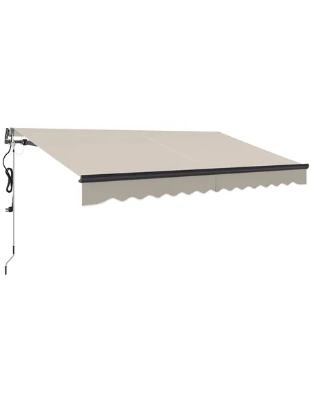Outsunny 3.5 x 3m Electric/Manual Awning, with Remote - Beige