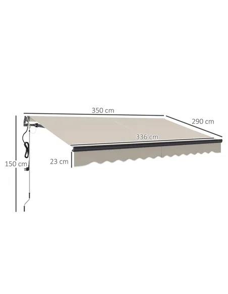 Outsunny 3.5 x 3m Electric/Manual Awning, with Remote - Beige