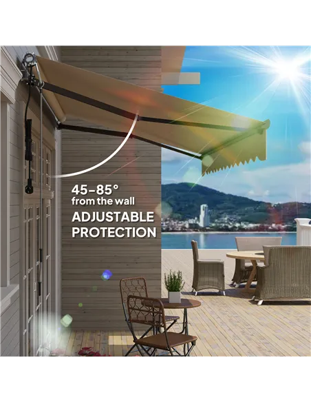 Outsunny 3.5 x 3m Electric/Manual Awning, with Remote - Beige