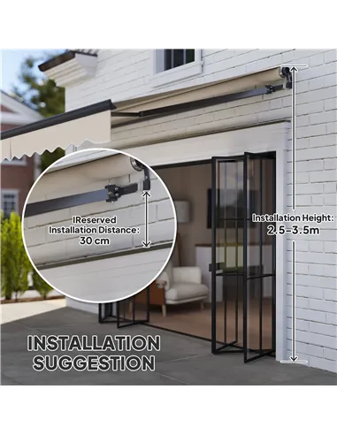 Outsunny 3.5 x 3m Electric/Manual Awning, with Remote - Beige