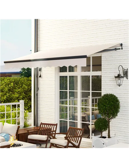 Outsunny 3.5 x 3m Electric/Manual Awning, with Remote - Beige