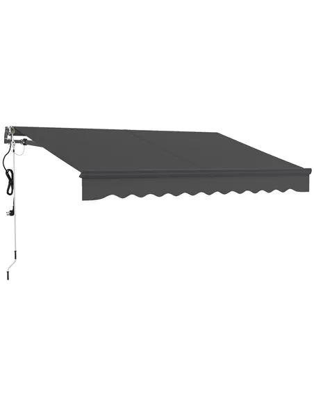 Outsunny 3 x 2.5m Electric Awning with Remote Controller, Aluminium Frame DIY Retractable Awning, UV30+ Sun Shade Canopy for Gar