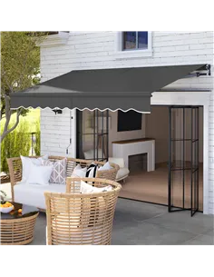 Outsunny 3 x 2.5m Electric Awning with Remote Controller, Aluminium Frame DIY Retractable Awning, UV30+ Sun Shade Canopy for Gar 2