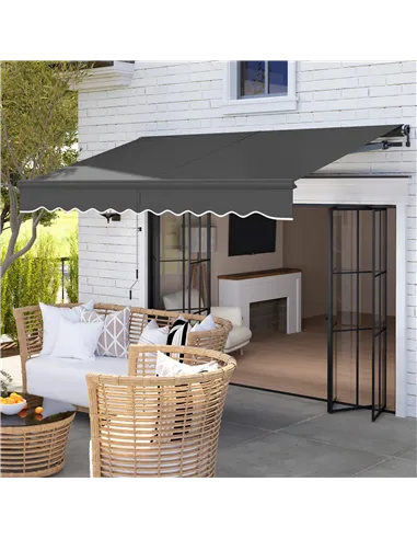 Outsunny 3 x 2.5m Electric Awning with Remote Controller, Aluminium Frame DIY Retractable Awning, UV30+ Sun Shade Canopy for Gar
