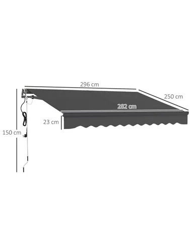 Outsunny 3 x 2.5m Electric Awning with Remote Controller, Aluminium Frame DIY Retractable Awning, UV30+ Sun Shade Canopy for Gar