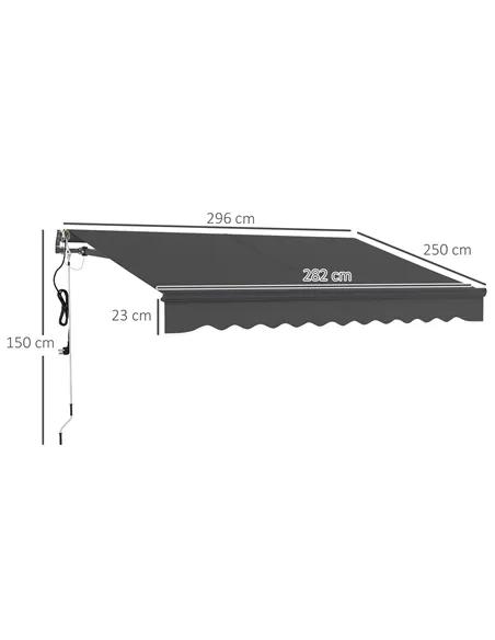 Outsunny 3 x 2.5m Electric Awning with Remote Controller, Aluminium Frame DIY Retractable Awning, UV30+ Sun Shade Canopy for Gar
