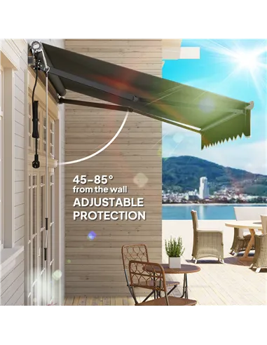 Outsunny 3 x 2.5m Electric Awning with Remote Controller, Aluminium Frame DIY Retractable Awning, UV30+ Sun Shade Canopy for Gar