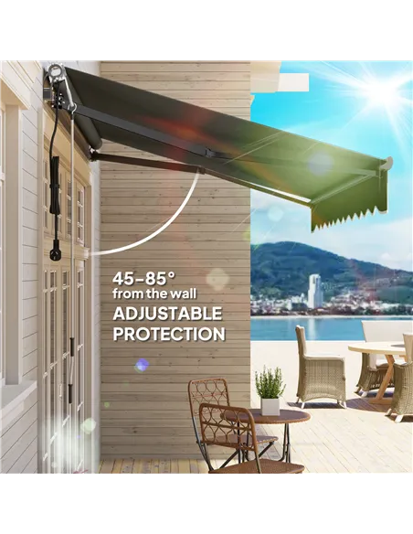 Outsunny 3 x 2.5m Electric Awning with Remote Controller, Aluminium Frame DIY Retractable Awning, UV30+ Sun Shade Canopy for Gar