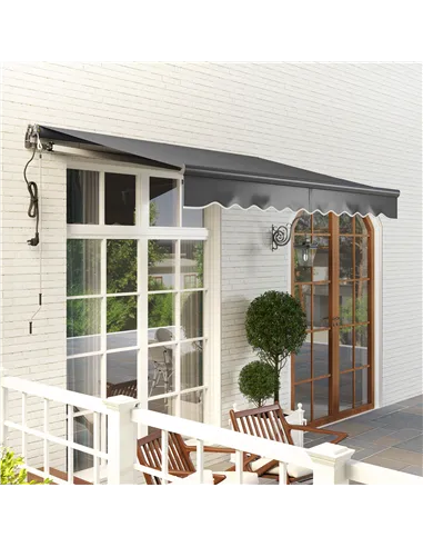 Outsunny 3 x 2.5m Electric Awning with Remote Controller, Aluminium Frame DIY Retractable Awning, UV30+ Sun Shade Canopy for Gar