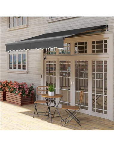 Outsunny 3 x 2.5m Electric Awning with Remote Controller, Aluminium Frame DIY Retractable Awning, UV30+ Sun Shade Canopy for Gar