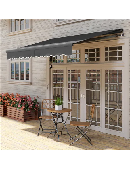 Outsunny 3 x 2.5m Electric Awning with Remote Controller, Aluminium Frame DIY Retractable Awning, UV30+ Sun Shade Canopy for Gar