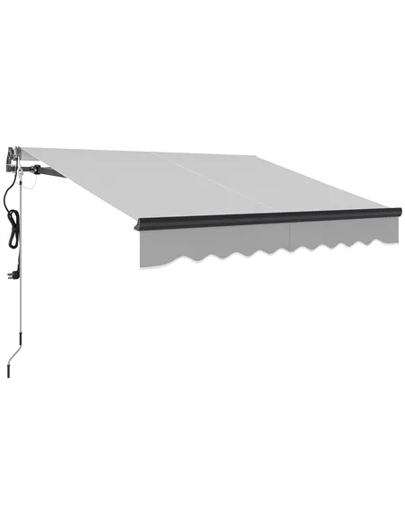 Outsunny 2.5 x 2m Electric Awning with Remote Controller, Aluminium Frame DIY Retractable Awning, UV30+ Sun Shade Canopy for Gar