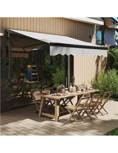 Outsunny 2.5 x 2m Electric Awning with Remote Controller, Aluminium Frame DIY Retractable Awning, UV30+ Sun Shade Canopy for Gar