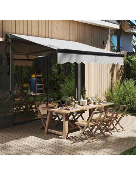 Outsunny 2.5 x 2m Electric Awning with Remote Controller, Aluminium Frame DIY Retractable Awning, UV30+ Sun Shade Canopy for Gar