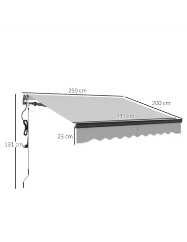 Outsunny 2.5 x 2m Electric Awning with Remote Controller, Aluminium Frame DIY Retractable Awning, UV30+ Sun Shade Canopy for Gar
