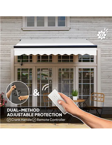 Outsunny 2.5 x 2m Electric Awning with Remote Controller, Aluminium Frame DIY Retractable Awning, UV30+ Sun Shade Canopy for Gar