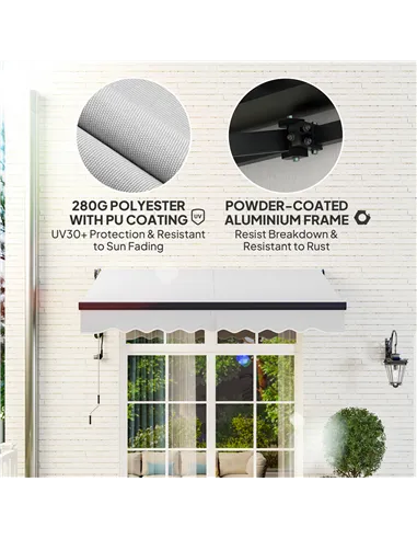 Outsunny 2.5 x 2m Electric Awning with Remote Controller, Aluminium Frame DIY Retractable Awning, UV30+ Sun Shade Canopy for Gar