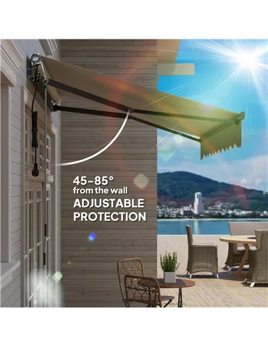 Outsunny 2.5 x 2m Electric Awning with Remote Controller, Aluminium Frame DIY Retractable Awning, UV30+ Sun Shade Canopy for Gar