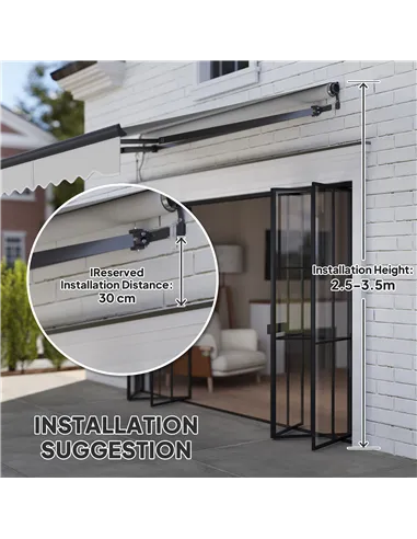 Outsunny 2.5 x 2m Electric Awning with Remote Controller, Aluminium Frame DIY Retractable Awning, UV30+ Sun Shade Canopy for Gar