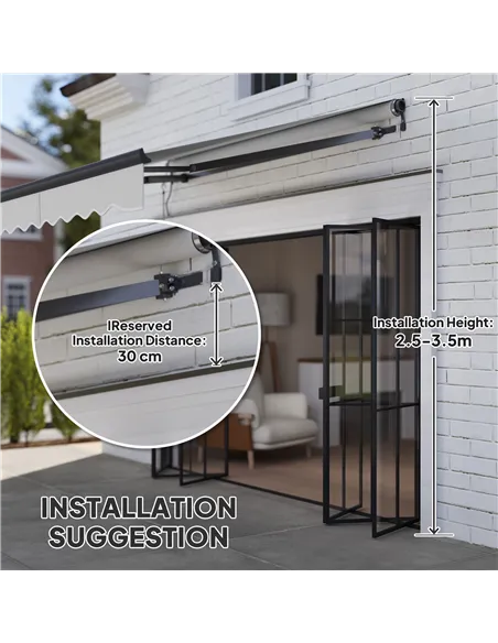 Outsunny 2.5 x 2m Electric Awning with Remote Controller, Aluminium Frame DIY Retractable Awning, UV30+ Sun Shade Canopy for Gar