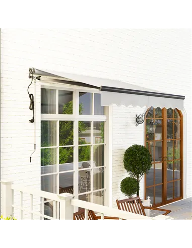Outsunny 2.5 x 2m Electric Awning with Remote Controller, Aluminium Frame DIY Retractable Awning, UV30+ Sun Shade Canopy for Gar