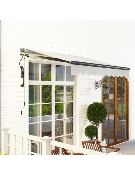 Outsunny 2.5 x 2m Electric Awning with Remote Controller, Aluminium Frame DIY Retractable Awning, UV30+ Sun Shade Canopy for Gar