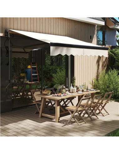 Outsunny 2.5 x 2m Electric Awning with Remote Controller, Aluminium Frame DIY Retractable Awning, UV30+ Sun Shade Canopy for Gar