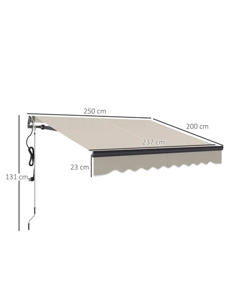 Outsunny 2.5 x 2m Electric Awning with Remote Controller, Aluminium Frame DIY Retractable Awning, UV30+ Sun Shade Canopy for Gar