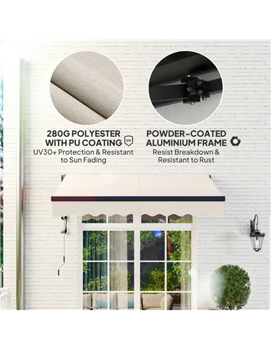 Outsunny 2.5 x 2m Electric Awning with Remote Controller, Aluminium Frame DIY Retractable Awning, UV30+ Sun Shade Canopy for Gar