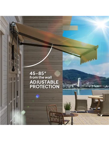 Outsunny 2.5 x 2m Electric Awning with Remote Controller, Aluminium Frame DIY Retractable Awning, UV30+ Sun Shade Canopy for Gar