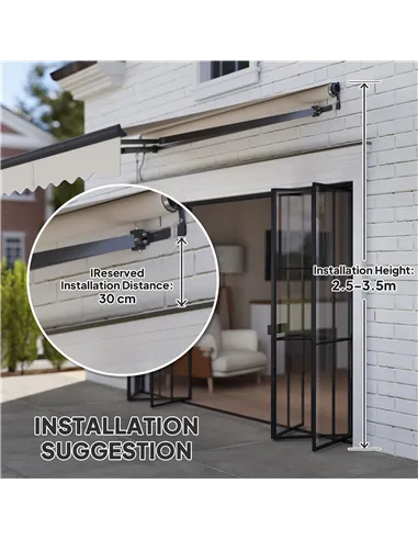 Outsunny 2.5 x 2m Electric Awning with Remote Controller, Aluminium Frame DIY Retractable Awning, UV30+ Sun Shade Canopy for Gar