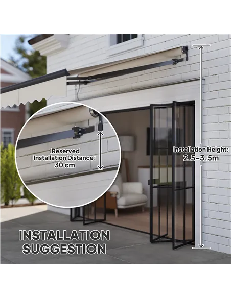 Outsunny 2.5 x 2m Electric Awning with Remote Controller, Aluminium Frame DIY Retractable Awning, UV30+ Sun Shade Canopy for Gar
