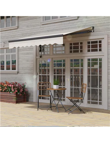 Outsunny 2.5 x 2m Electric Awning with Remote Controller, Aluminium Frame DIY Retractable Awning, UV30+ Sun Shade Canopy for Gar