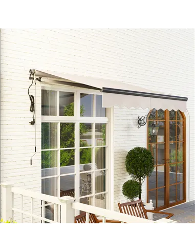 Outsunny 2.5 x 2m Electric Awning with Remote Controller, Aluminium Frame DIY Retractable Awning, UV30+ Sun Shade Canopy for Gar
