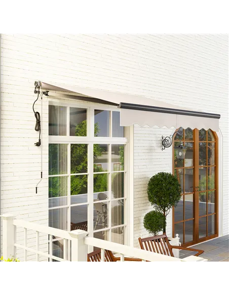 Outsunny 2.5 x 2m Electric Awning with Remote Controller, Aluminium Frame DIY Retractable Awning, UV30+ Sun Shade Canopy for Gar