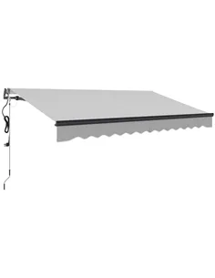 Outsunny 3.5 x 3(m) Electric Awning with Remote Controller, Aluminium Frame DIY Retractable Awning, UPF30+ Sun Shade Canopy for 
