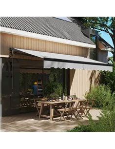 Outsunny 3.5 x 3(m) Electric Awning with Remote Controller, Aluminium Frame DIY Retractable Awning, UPF30+ Sun Shade Canopy for  2