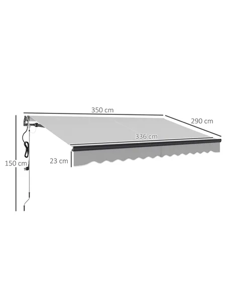 Outsunny 3.5 x 3(m) Electric Awning with Remote Controller, Aluminium Frame DIY Retractable Awning, UPF30+ Sun Shade Canopy for 