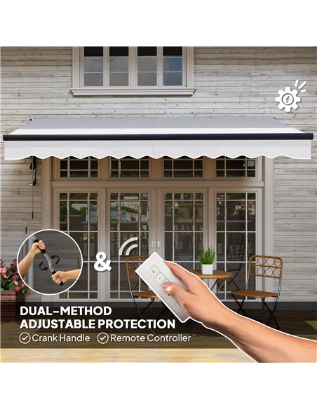 Outsunny 3.5 x 3(m) Electric Awning with Remote Controller, Aluminium Frame DIY Retractable Awning, UPF30+ Sun Shade Canopy for 