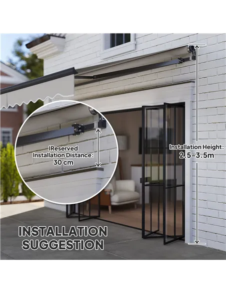 Outsunny 3.5 x 3(m) Electric Awning with Remote Controller, Aluminium Frame DIY Retractable Awning, UPF30+ Sun Shade Canopy for 