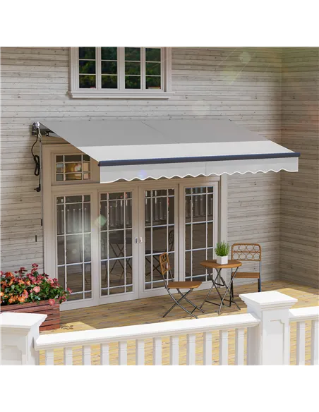 Outsunny 3.5 x 3(m) Electric Awning with Remote Controller, Aluminium Frame DIY Retractable Awning, UPF30+ Sun Shade Canopy for 