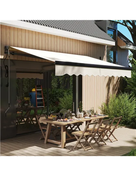 Outsunny 2.5 x 3m Electric/Manual Awning, with Remote - Beige
