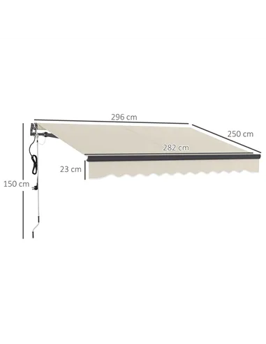 Outsunny 2.5 x 3m Electric/Manual Awning, with Remote - Beige