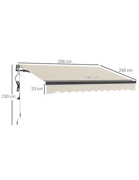 Outsunny 2.5 x 3m Electric/Manual Awning, with Remote - Beige