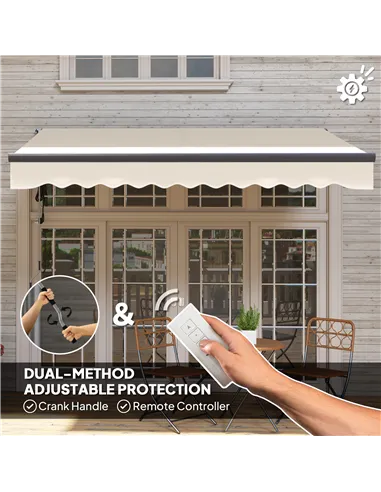 Outsunny 2.5 x 3m Electric/Manual Awning, with Remote - Beige