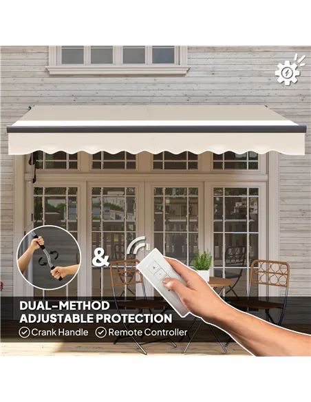 Outsunny 2.5 x 3m Electric/Manual Awning, with Remote - Beige