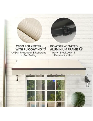Outsunny 2.5 x 3m Electric/Manual Awning, with Remote - Beige