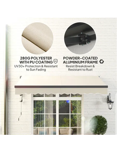 Outsunny 2.5 x 3m Electric/Manual Awning, with Remote - Beige