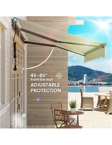 Outsunny 2.5 x 3m Electric/Manual Awning, with Remote - Beige